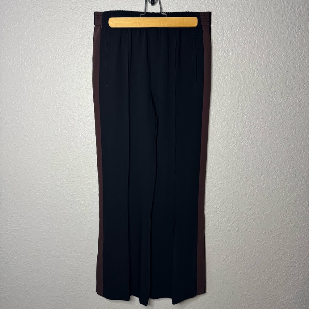 NWT Madewell Pull On Bootcut Track Pant Black Brown Color block Zip Hem Size S
